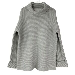 Pilcro Heather Gray Ribbed Sweater S Pullover Mock Neck Long Sleeve Oversized